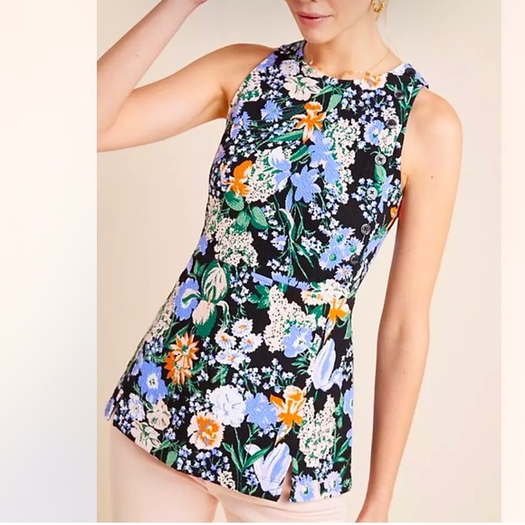 Anthropologie Tops - ANTHROPOLOGIE NWOT MAEVE FLORAL SLEEVELESS BRENNER TEXTURED PEPLUM TOP Size S.